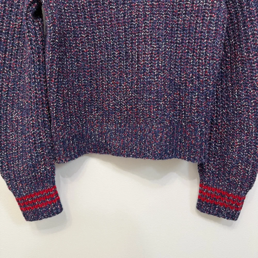 Rag & Bone Cheryl Rib Knit Sweater Navy Blue Red Wool Blend Women's XS Classic